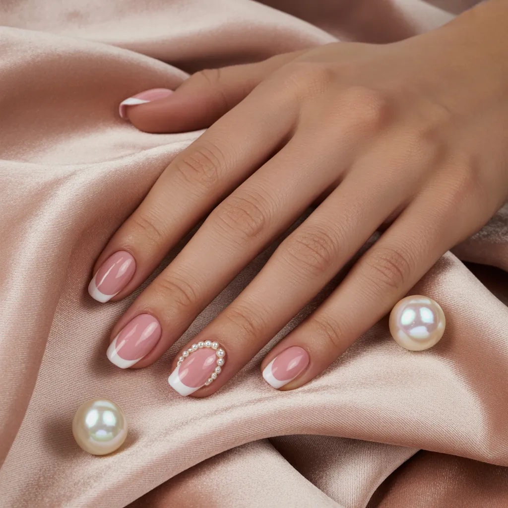 pink french tip nails