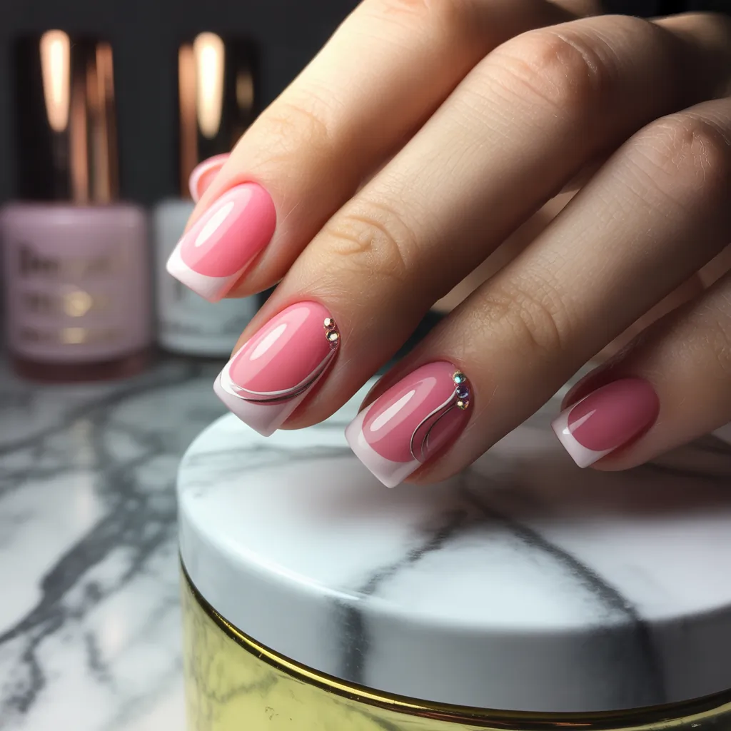 pink french tip nails