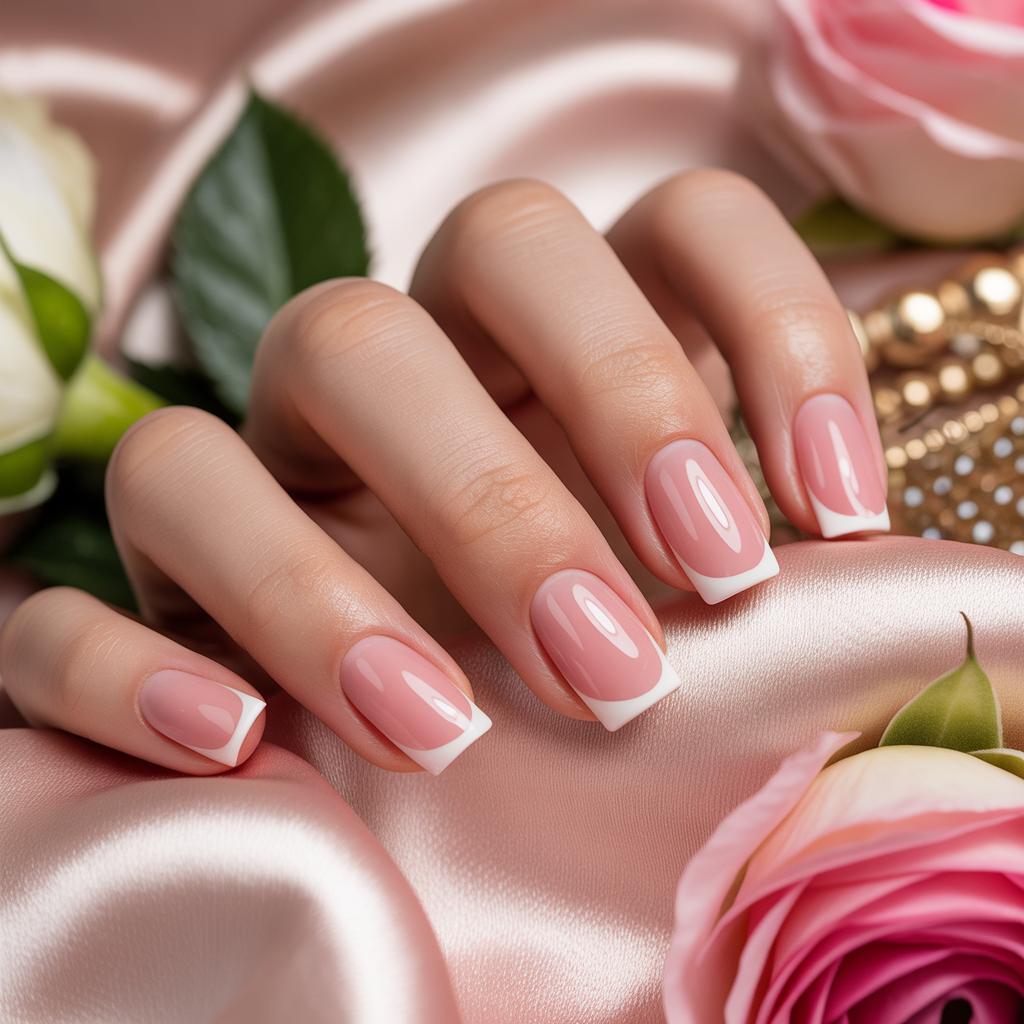 pink french tip nails