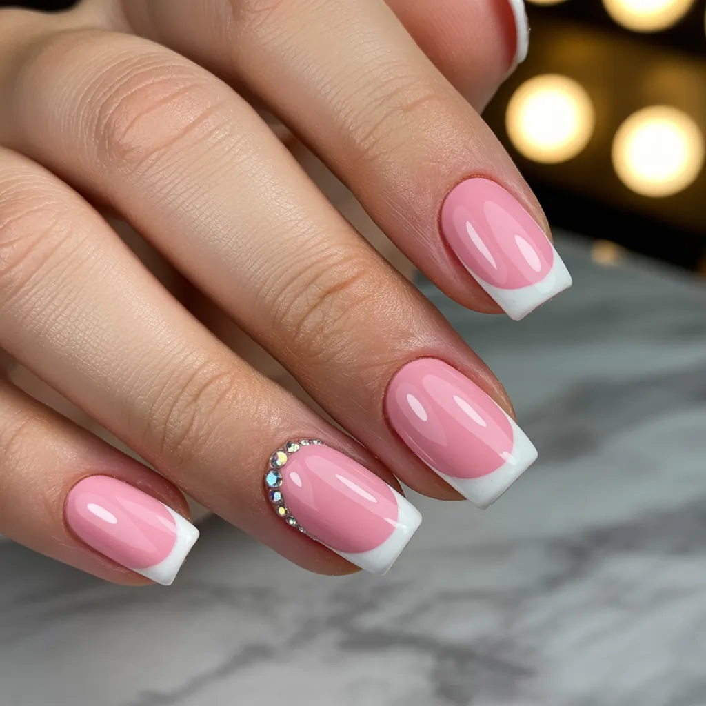 pink french tip nails