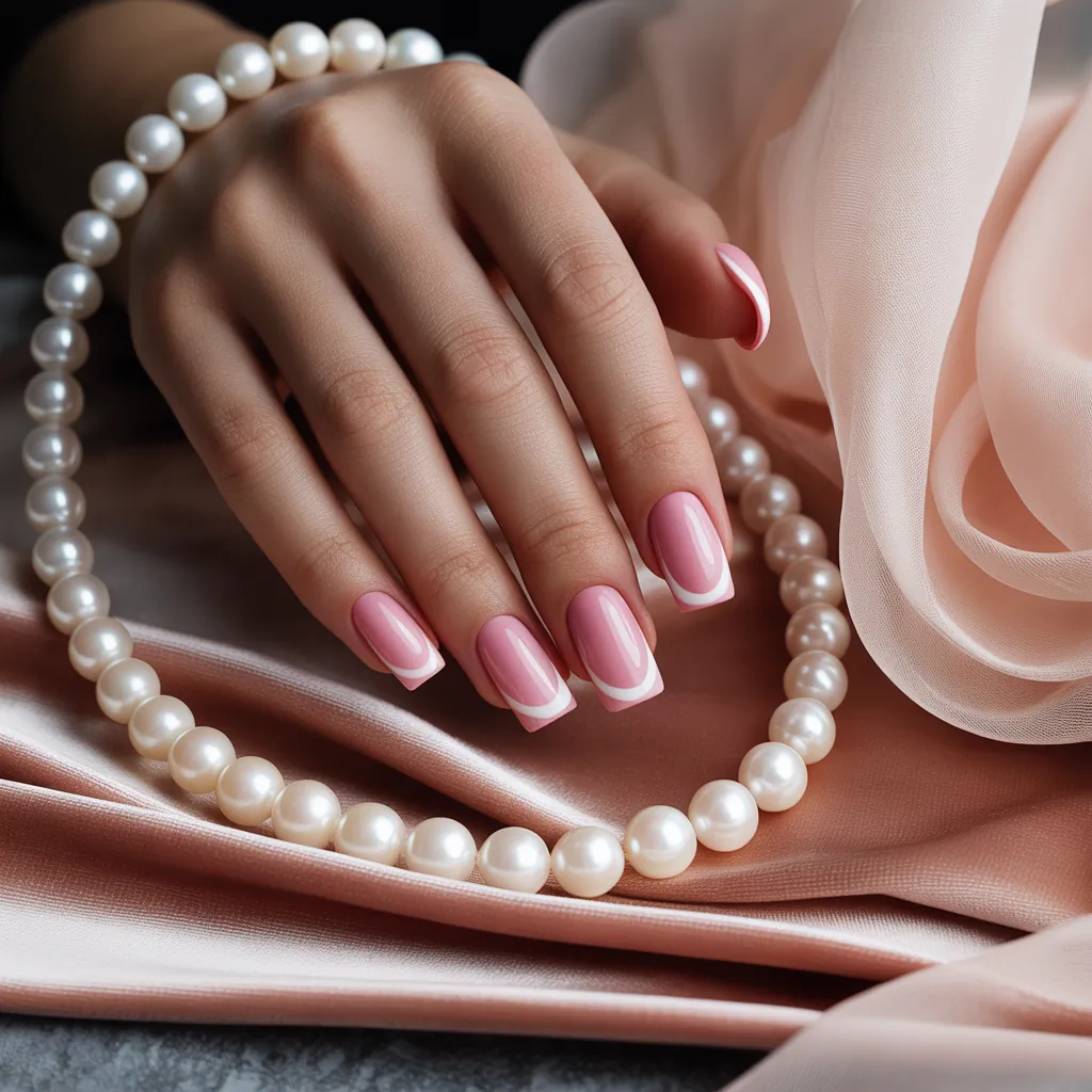 pink french tip nails