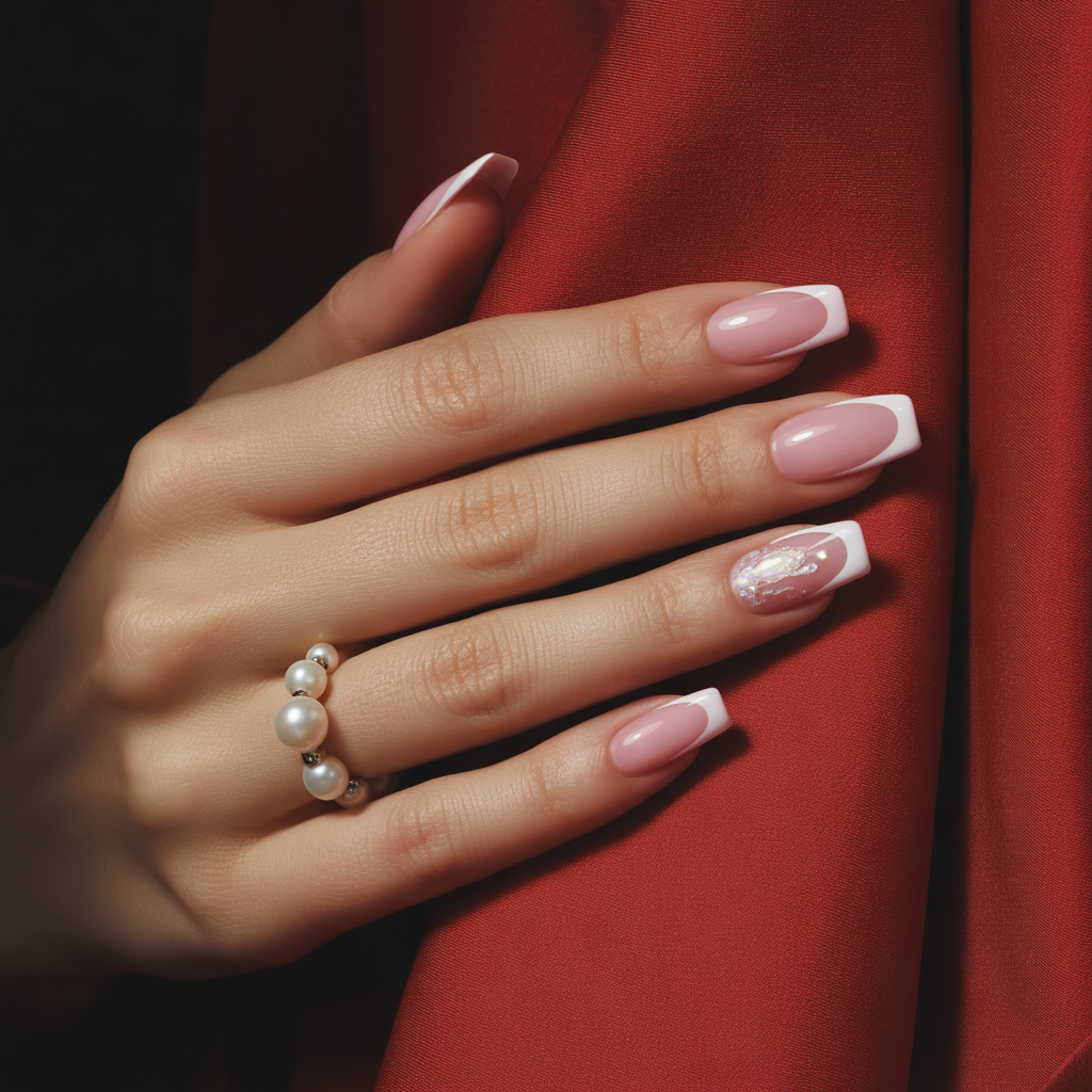 pink french tip nails