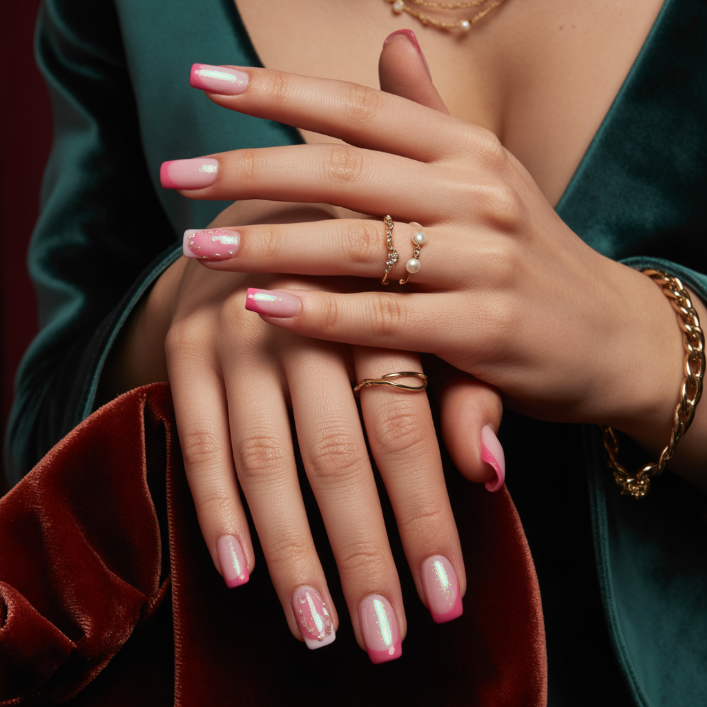 pink french tip nails