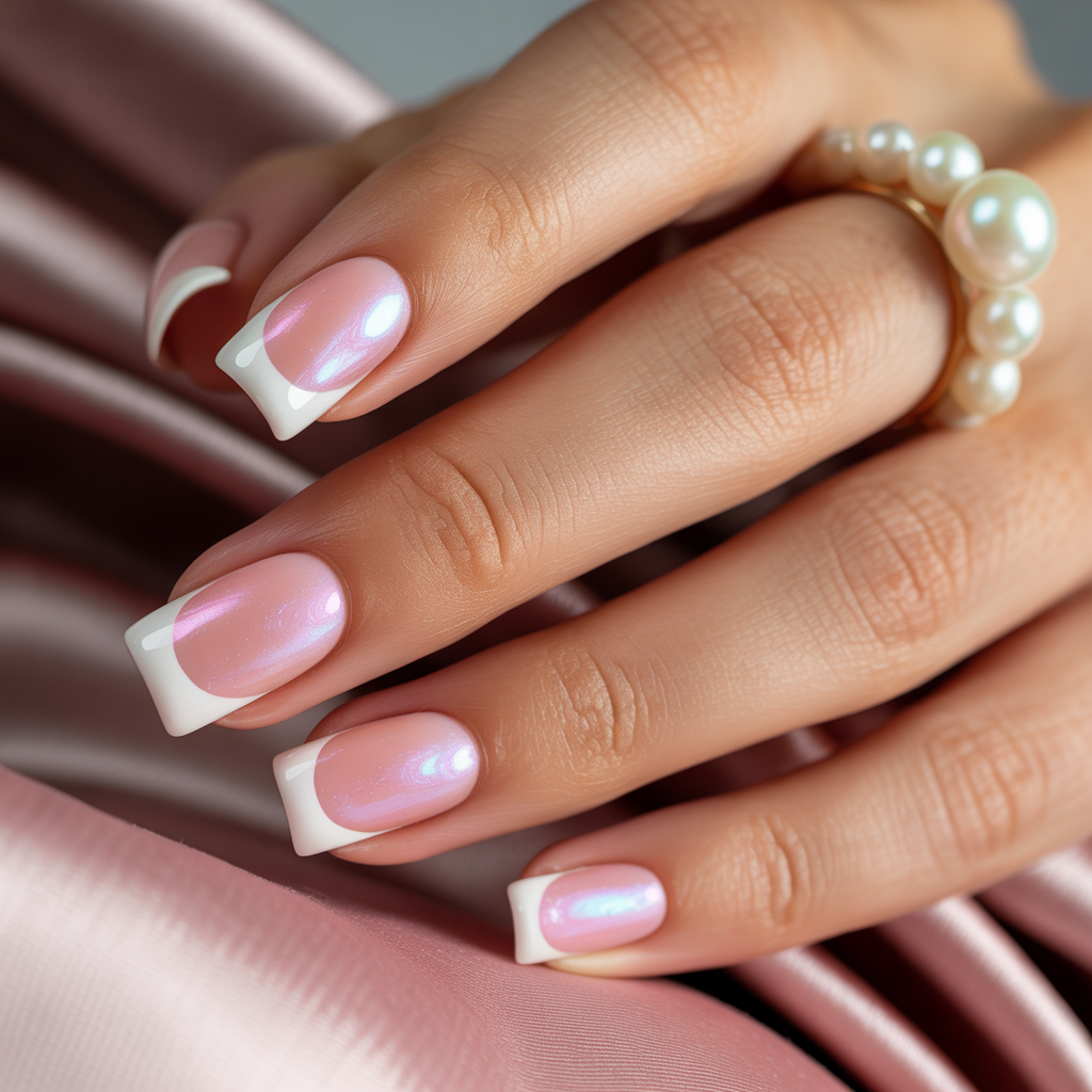 pink french tip nails