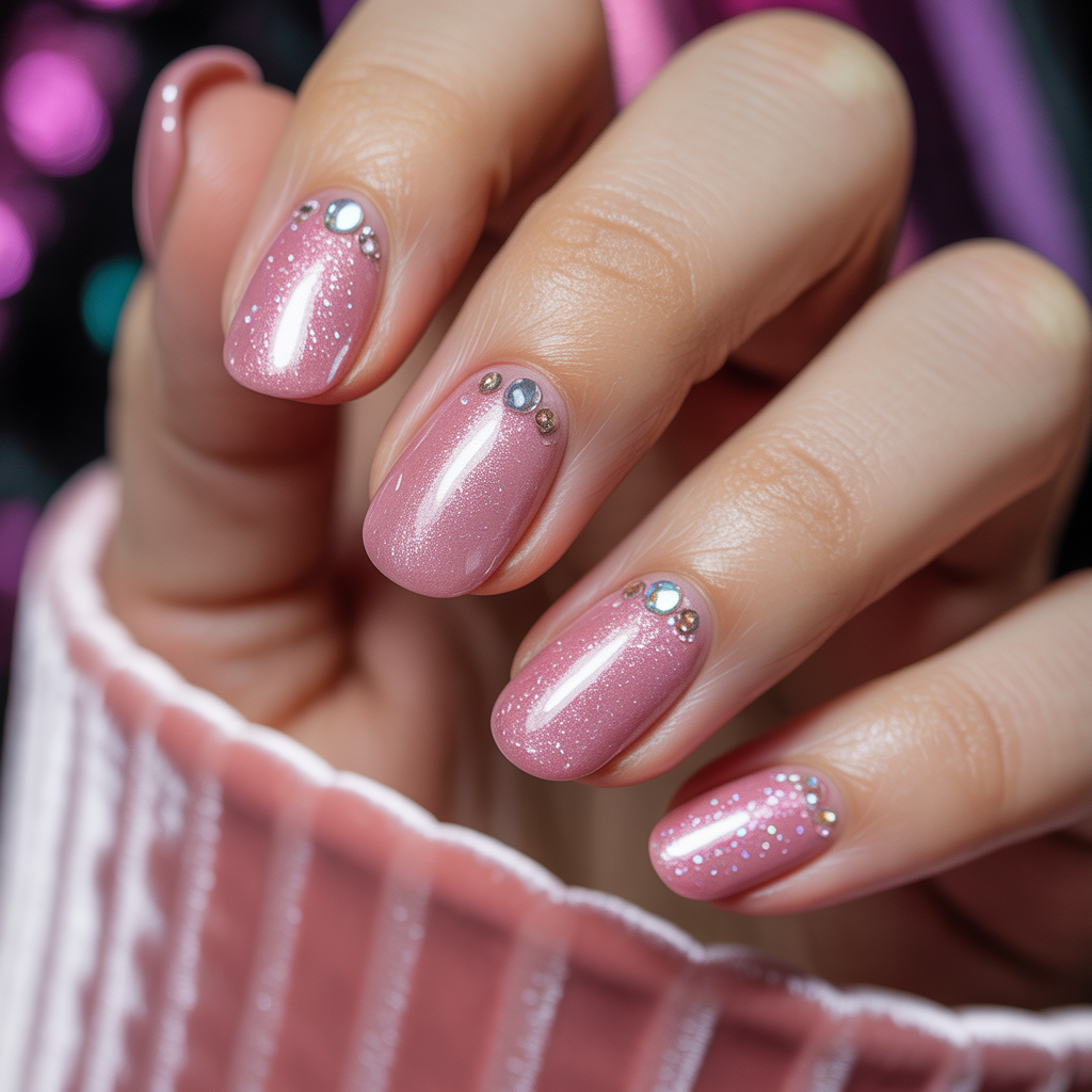 pink glitter nails