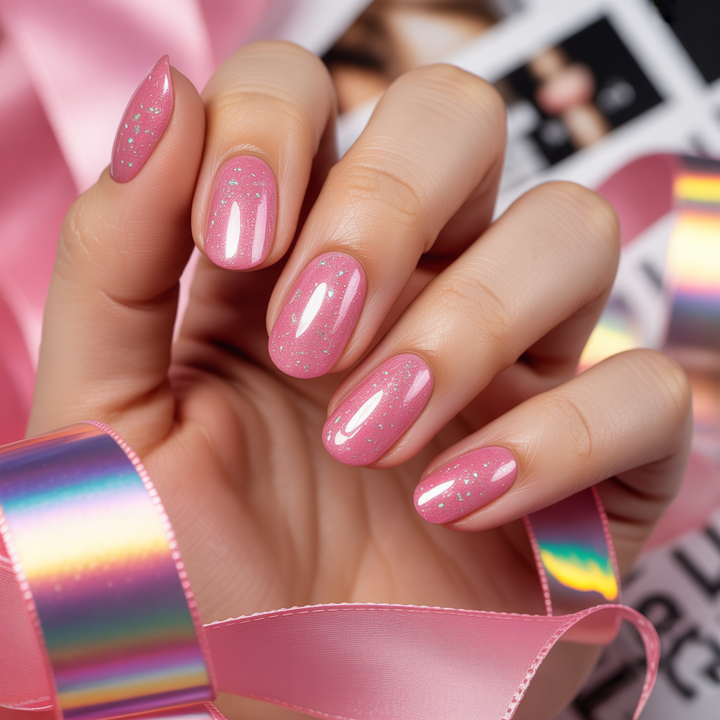 pink glitter nails