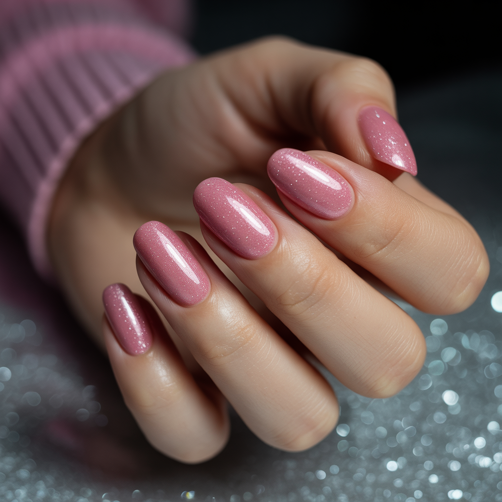 pink glitter nails