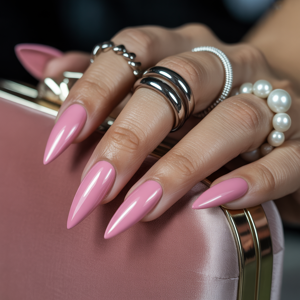 pink stiletto nails