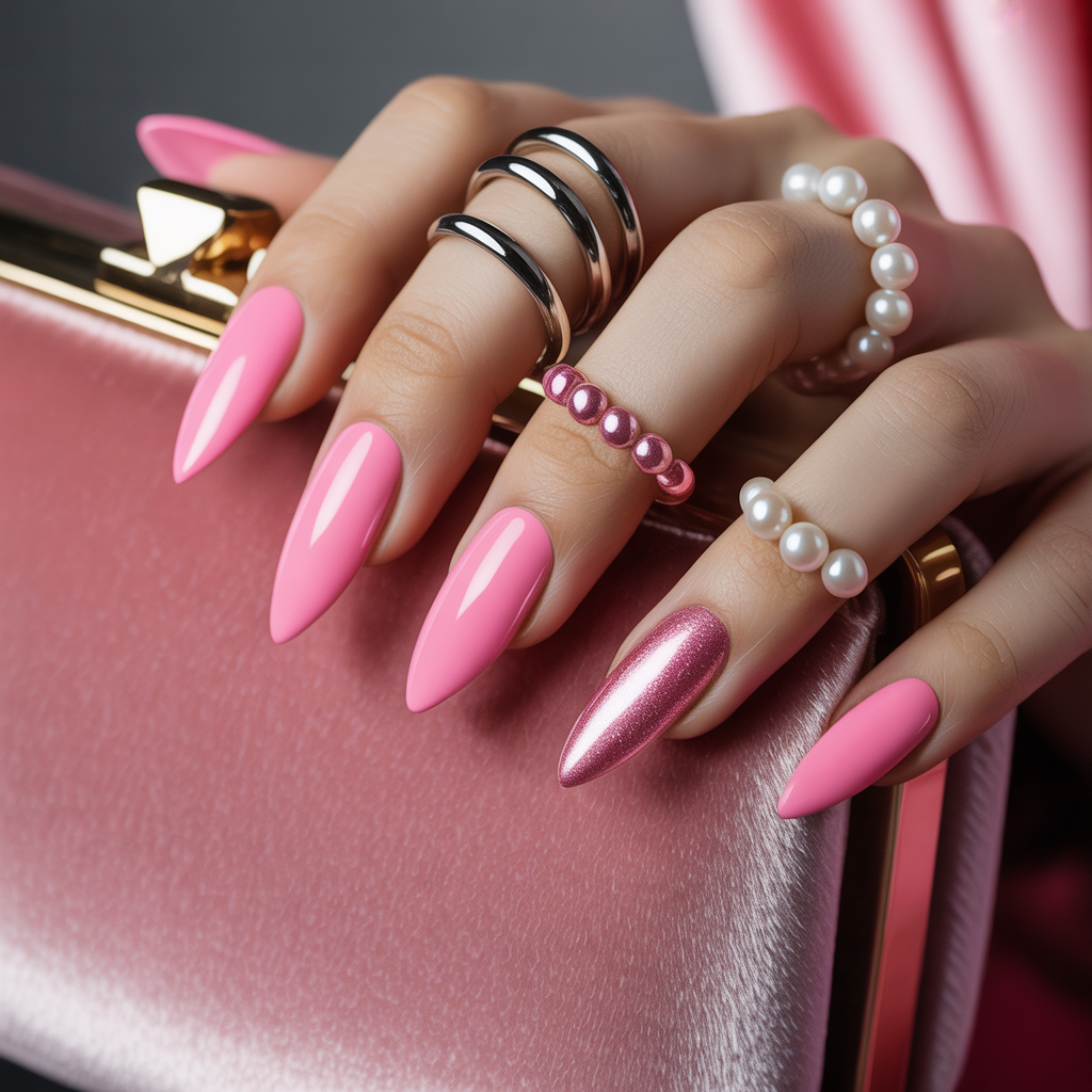 pink stiletto nails