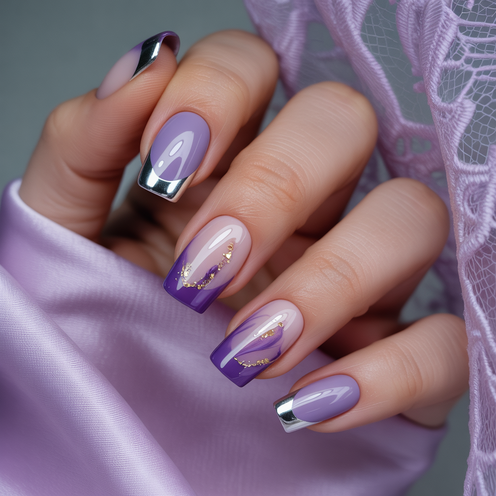 purple french tip nail designs