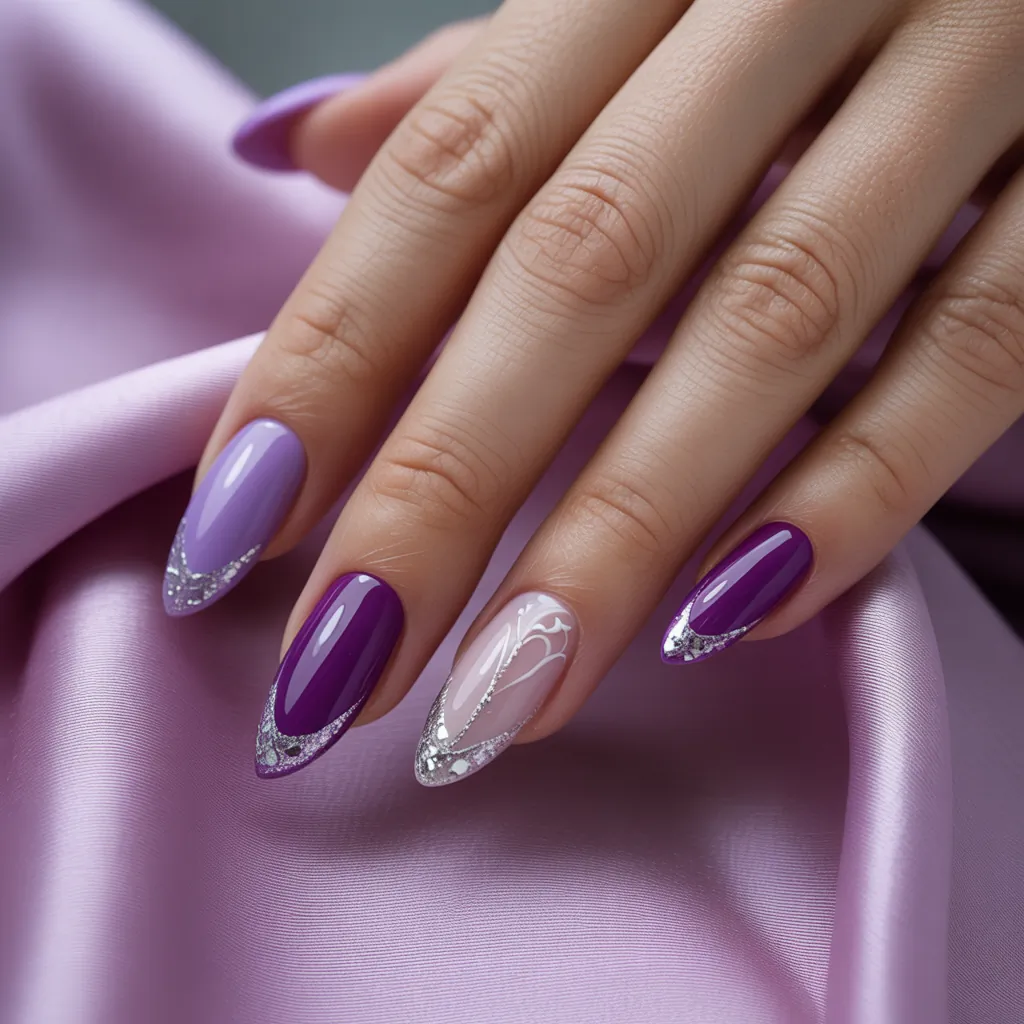 purple french tip nail designs