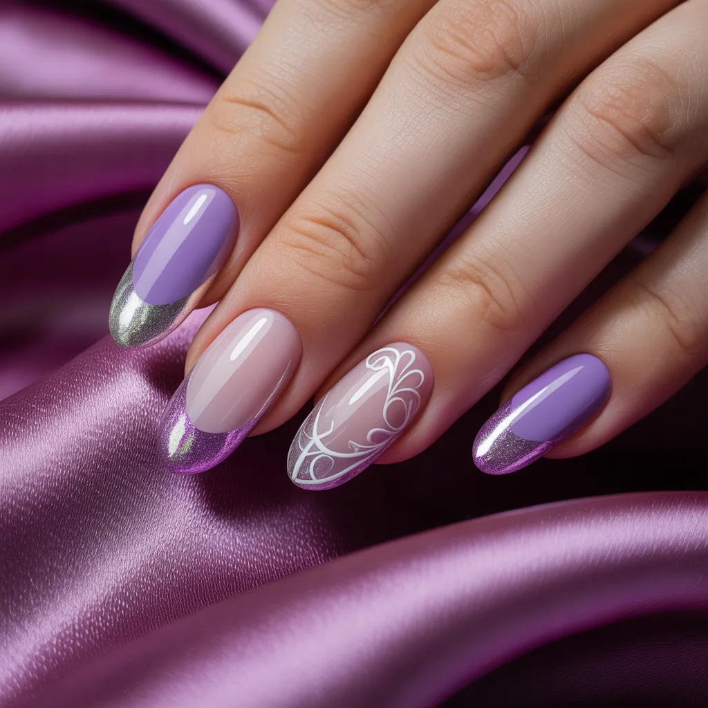purple french tip nail designs