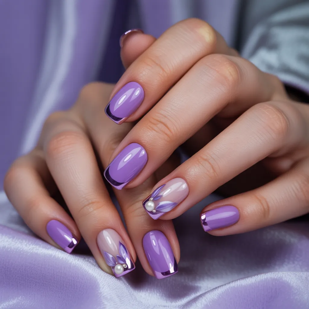 purple french tip nail designs