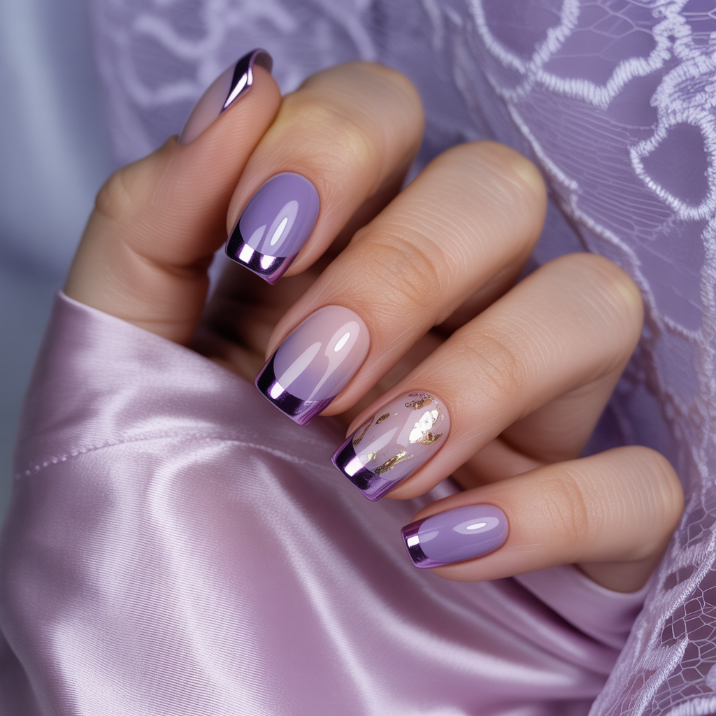 purple french tip nail designs