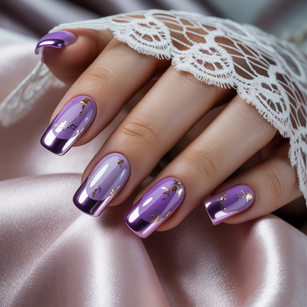 purple french tip nail designs