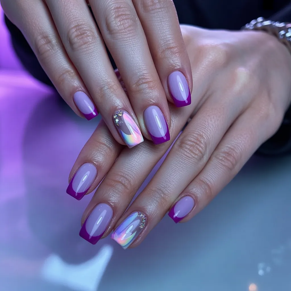 purple french tip nail designs