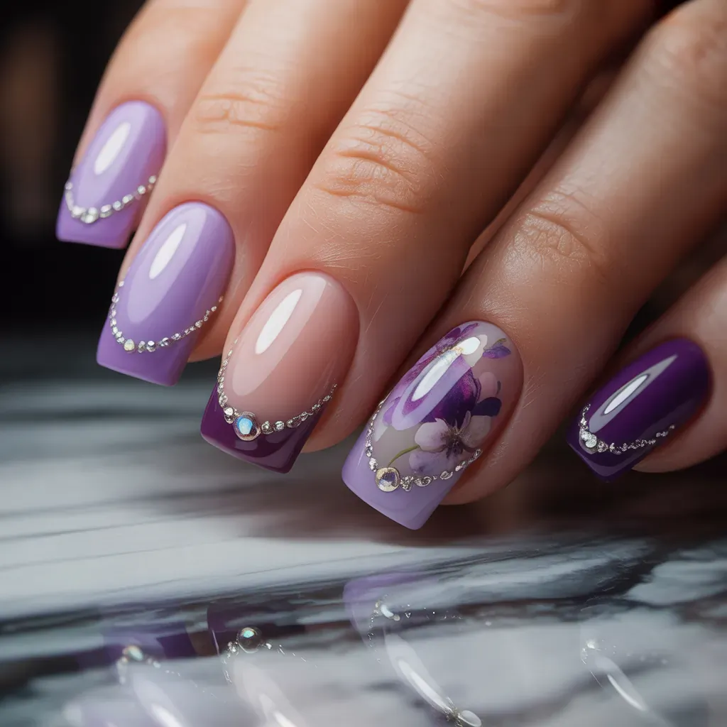 purple french tip nail designs