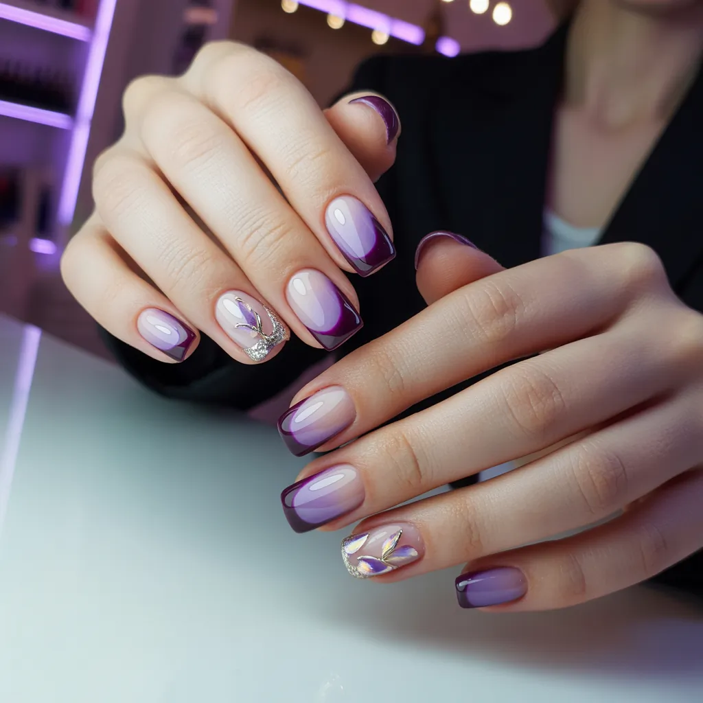 purple french tip nail designs