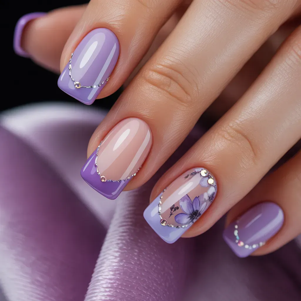 purple french tip nail designs