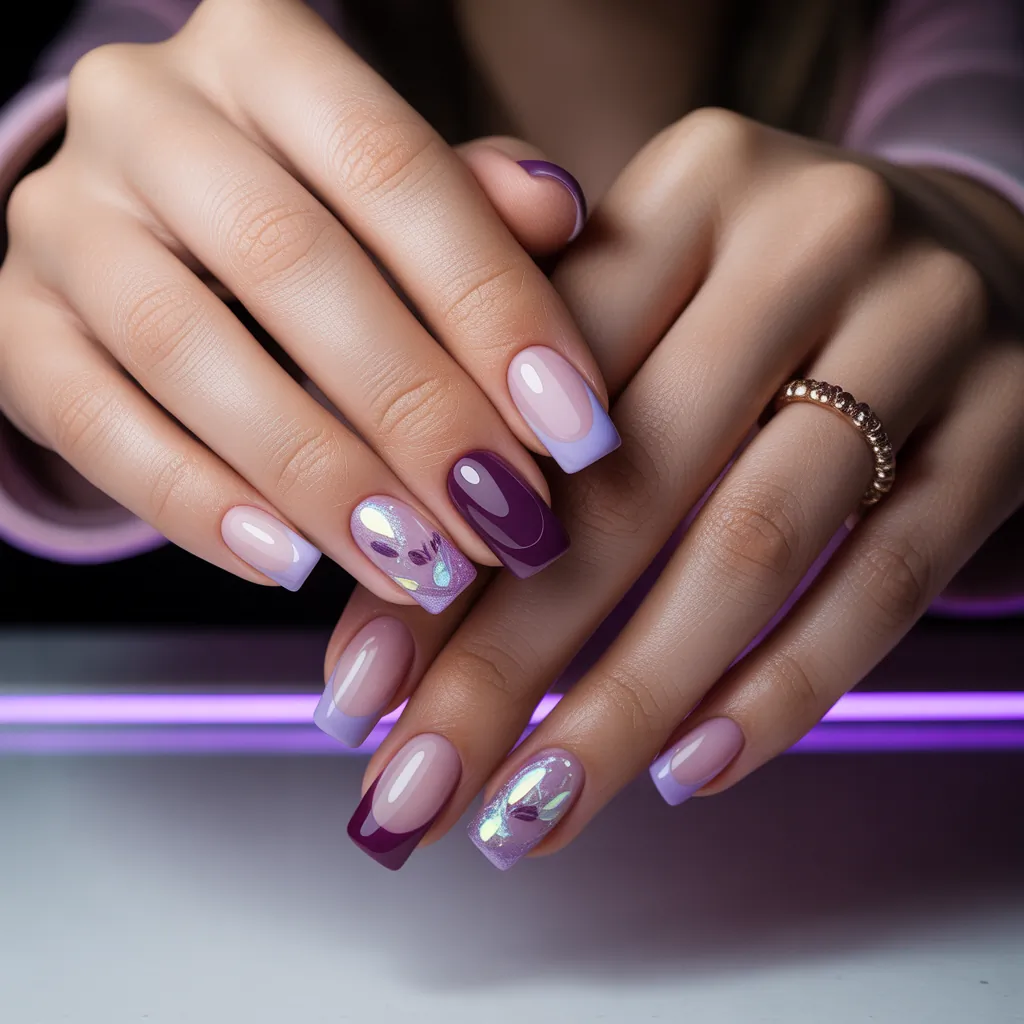 purple french tip nail designs