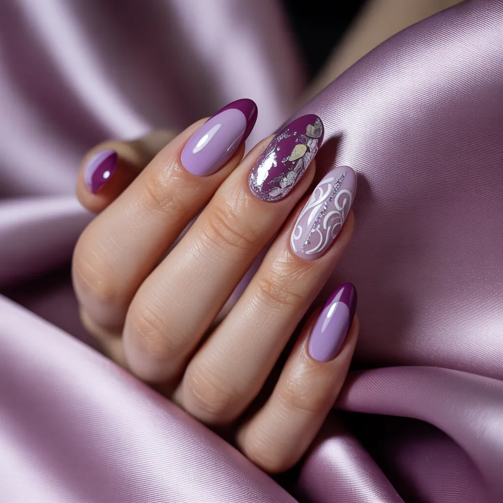 purple french tip nail designs
