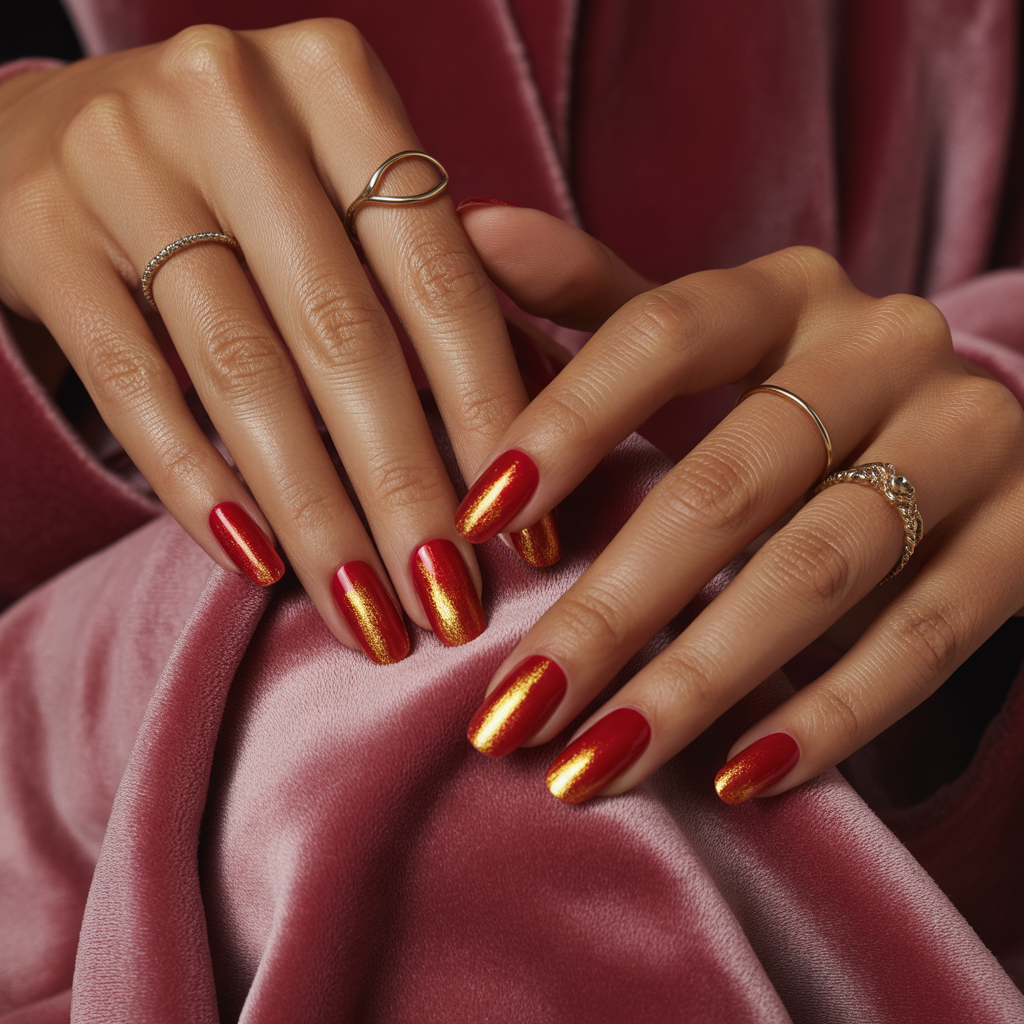 red gold nails