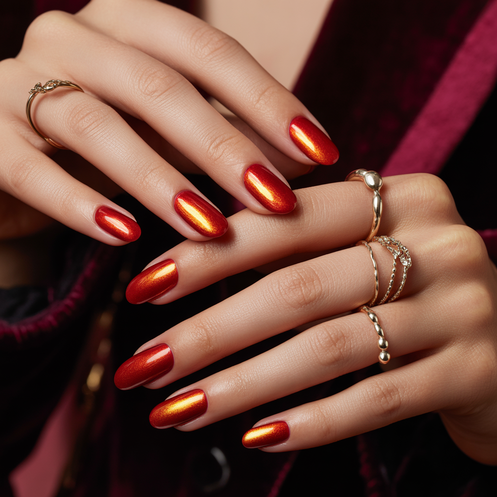 red gold nails
