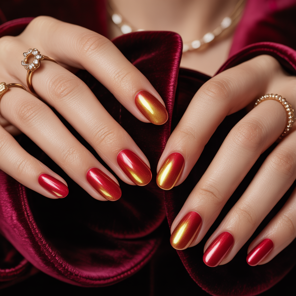 red gold nails