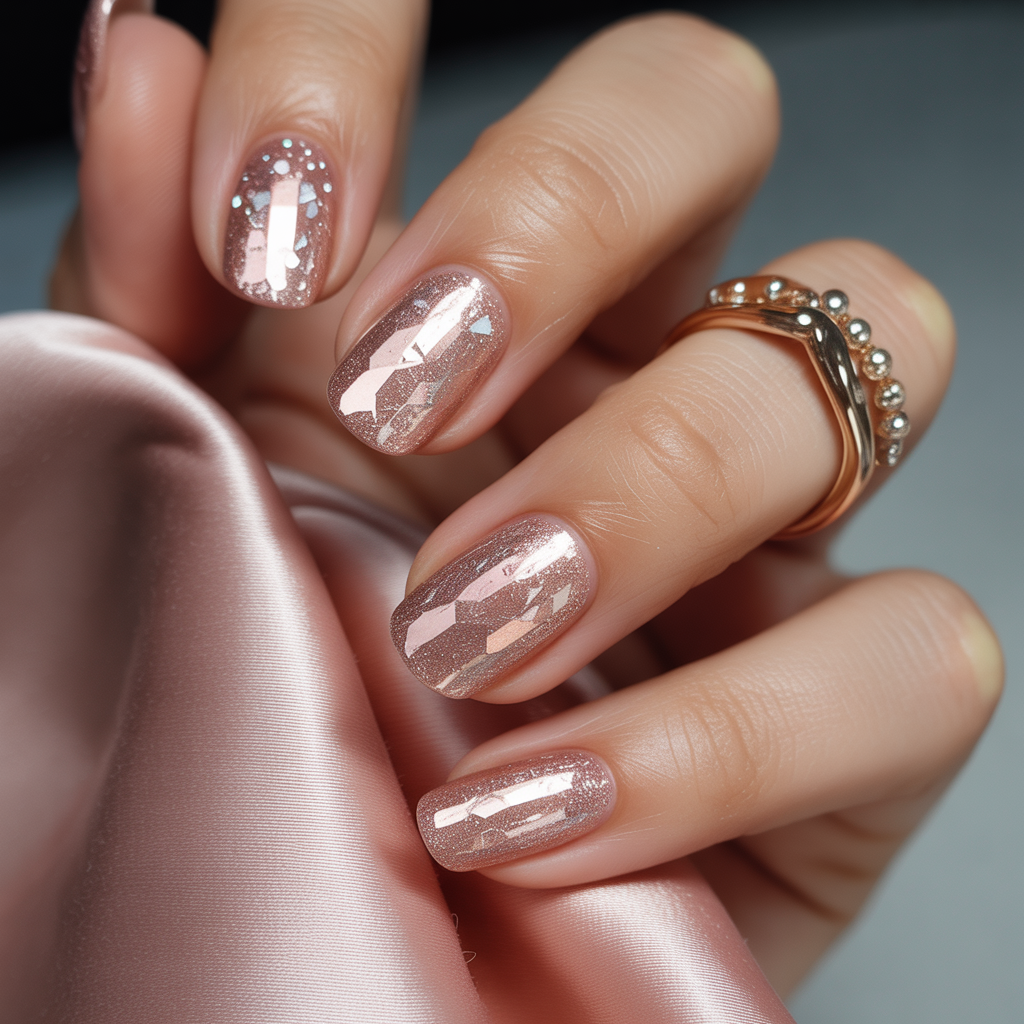 rose gold glitter nails