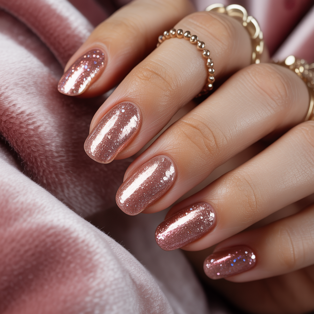 rose gold glitter nails