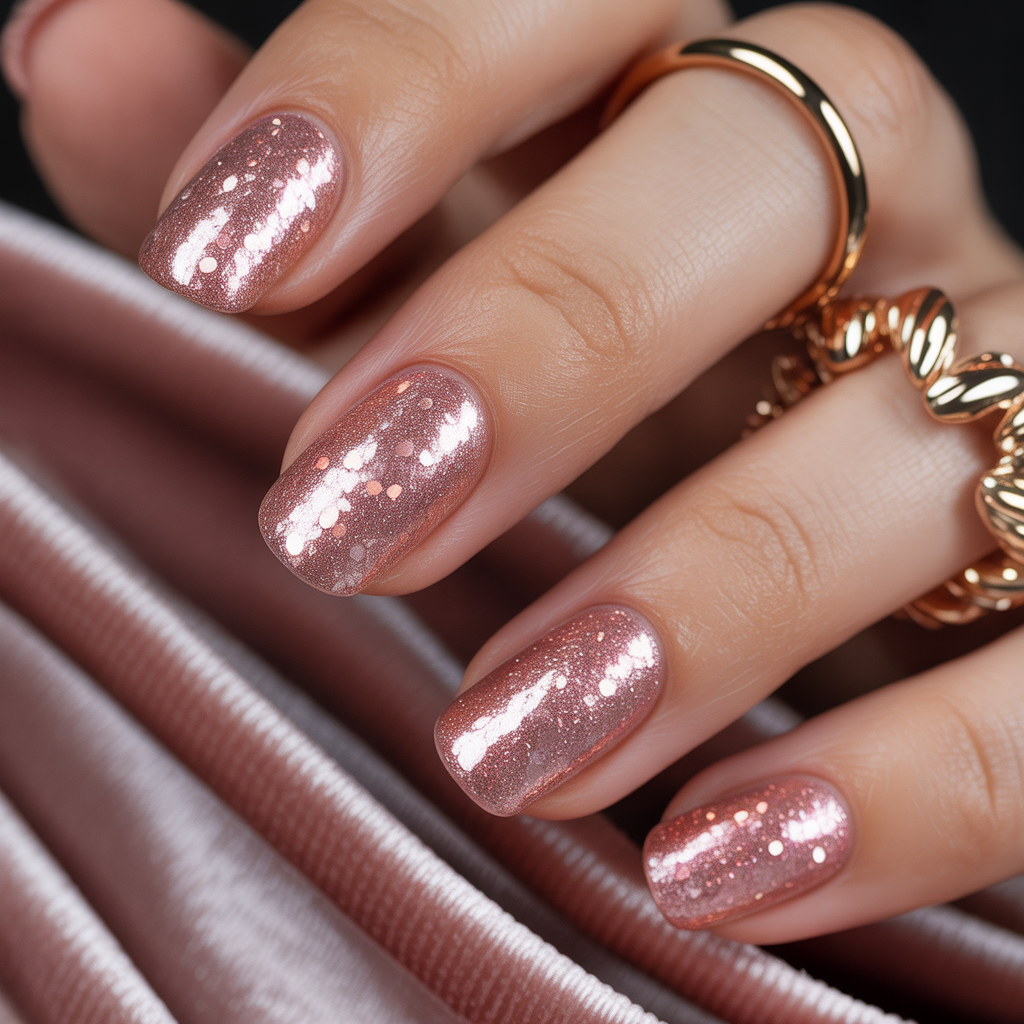 rose gold glitter nails