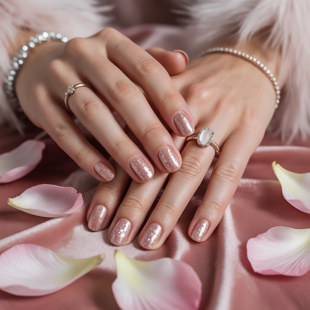 rose gold glitter nails