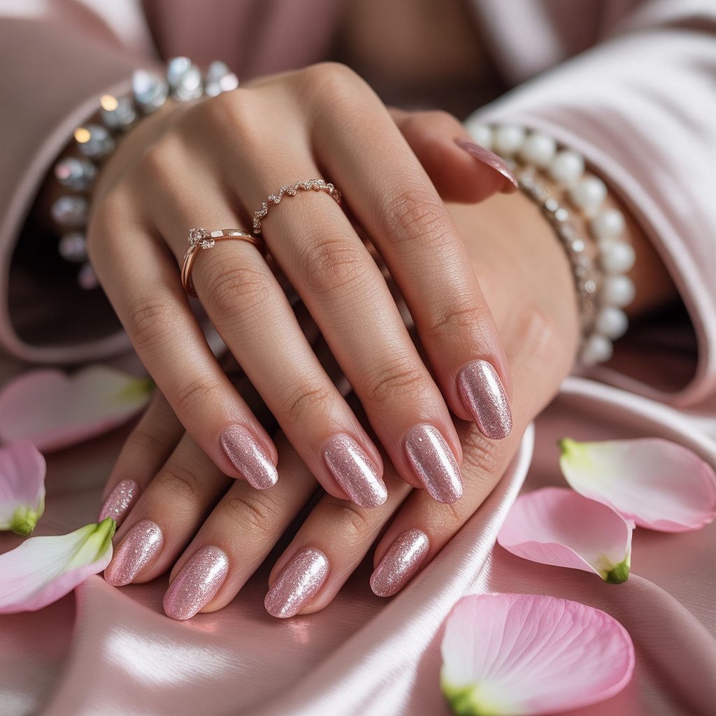 rose gold glitter nails