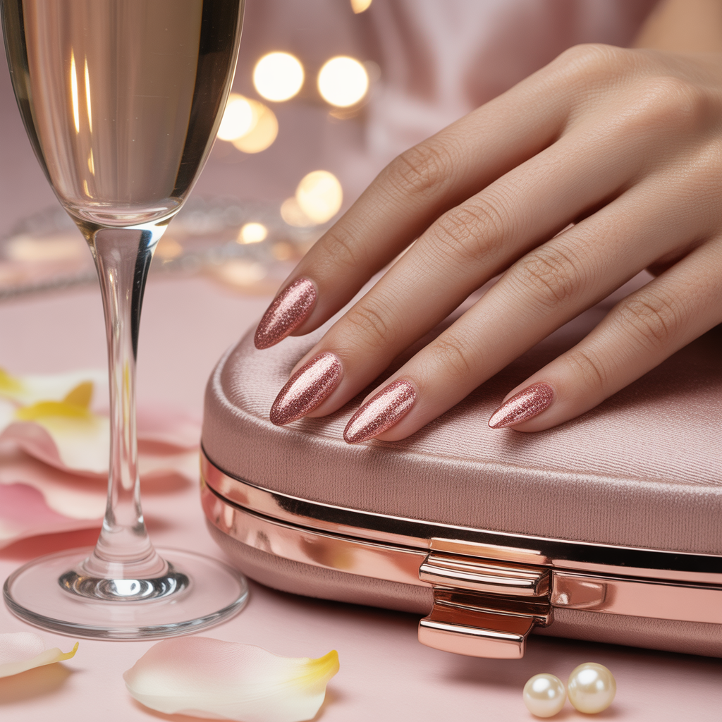 rose gold glitter nails
