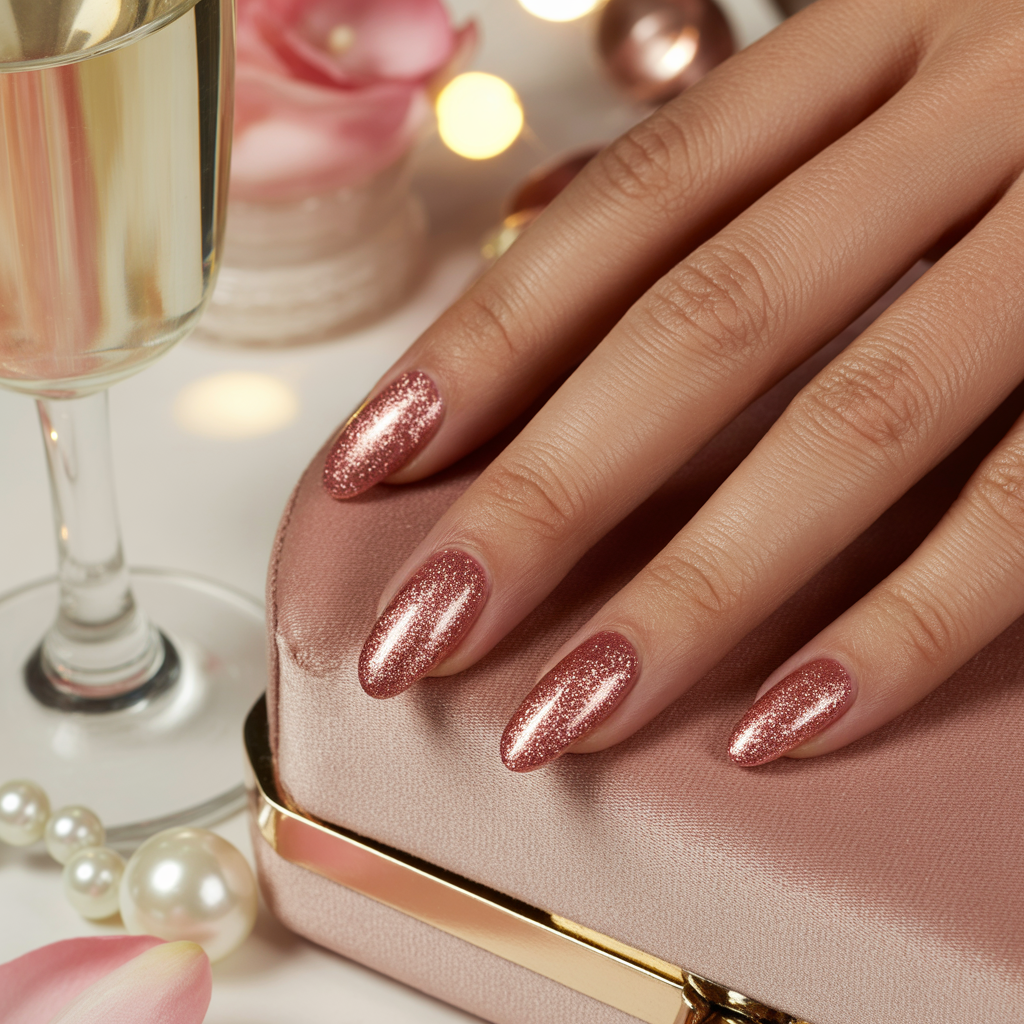 rose gold glitter nails