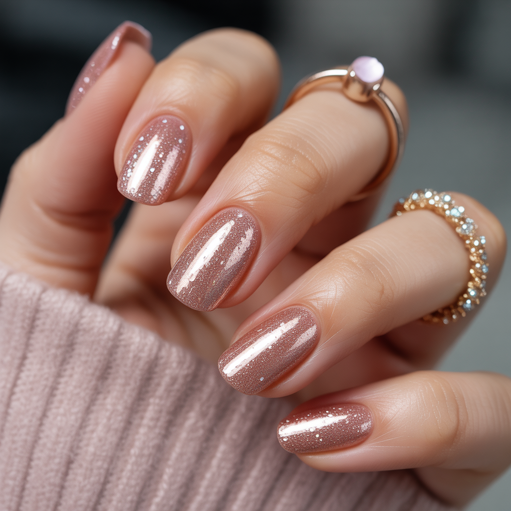 rose gold glitter nails