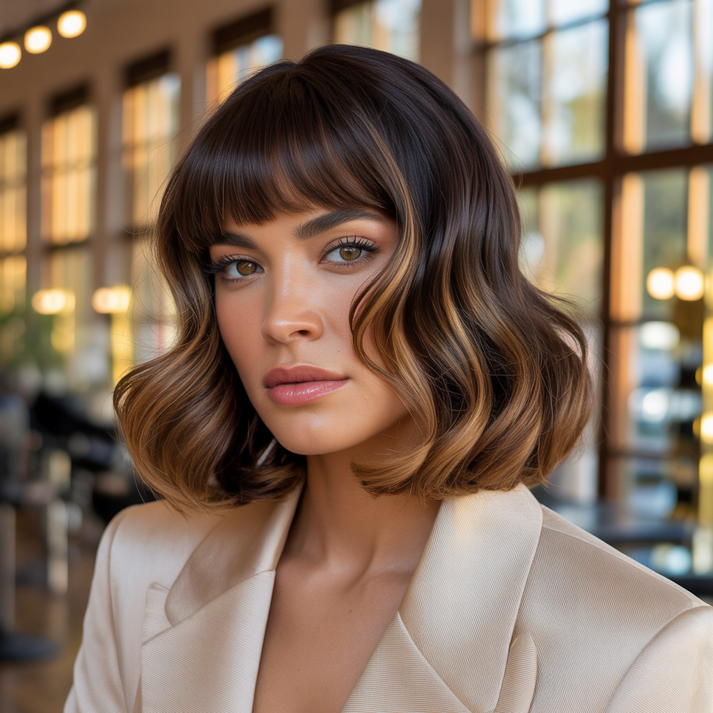 shoulder length haircuts with bangs