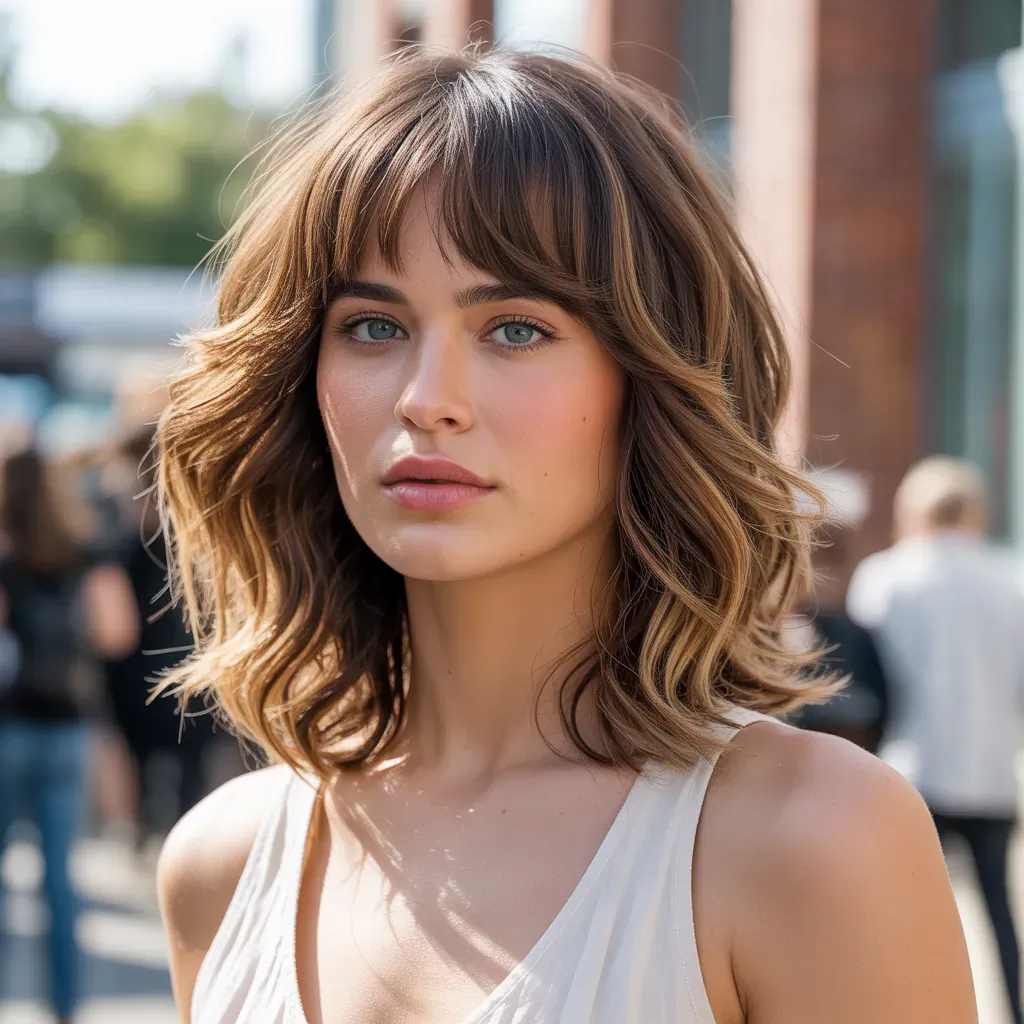 shoulder length haircuts with bangs