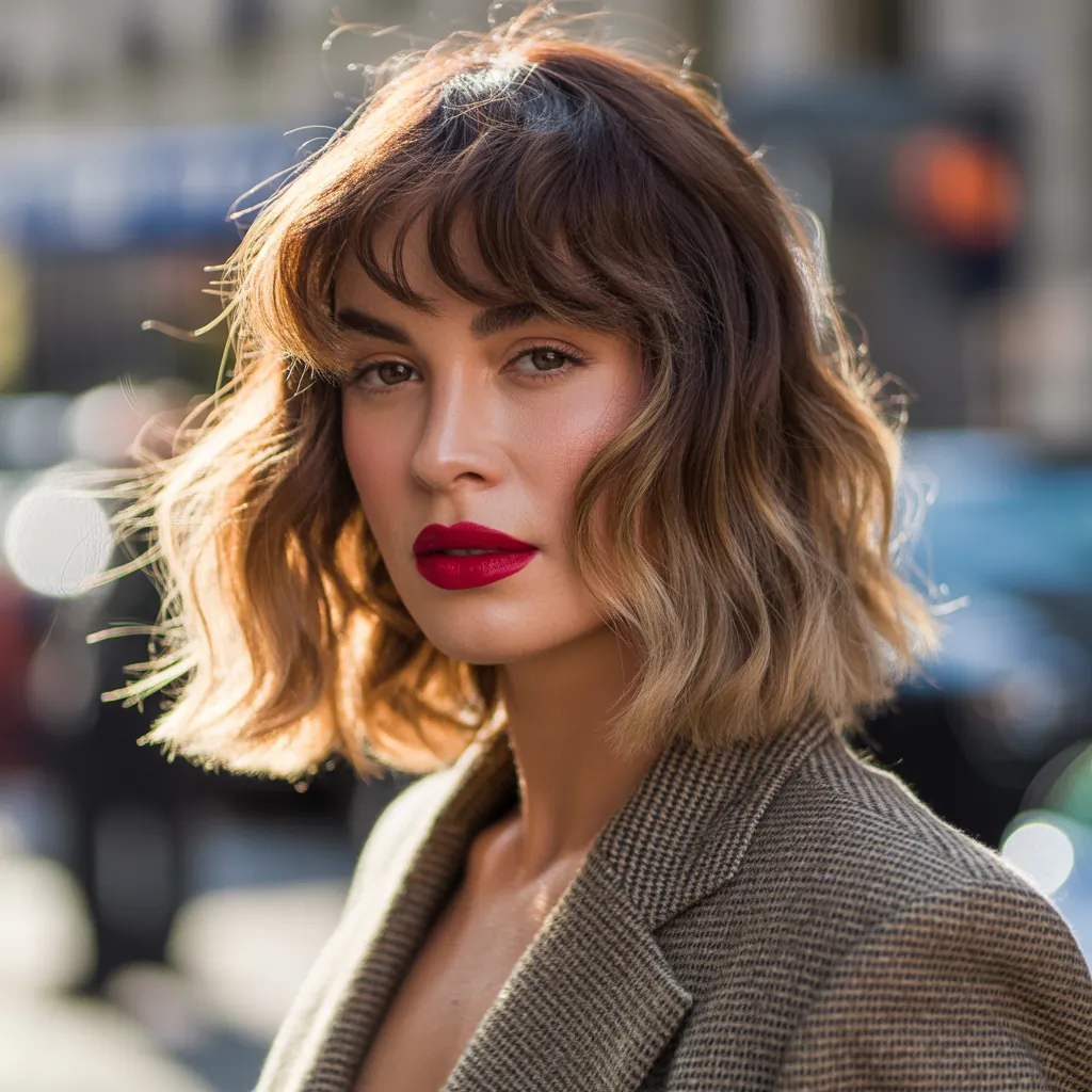 shoulder length haircuts with bangs