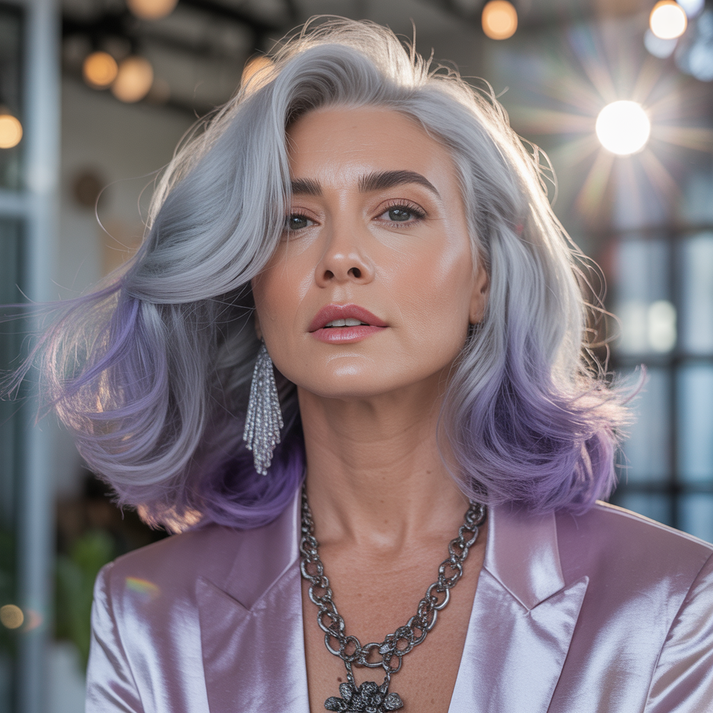 silver hair color ideas for women over 45