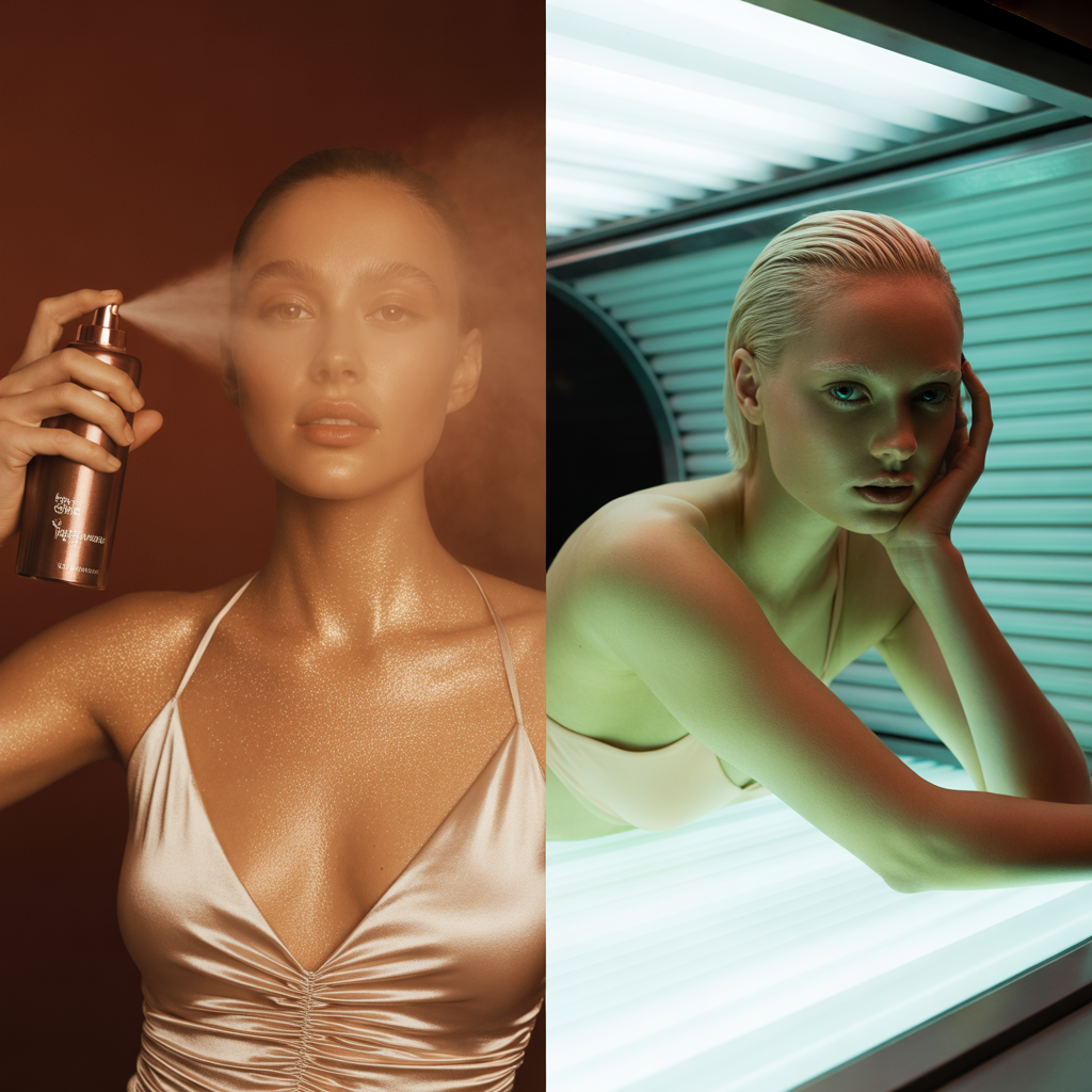spray tan vs tanning bed