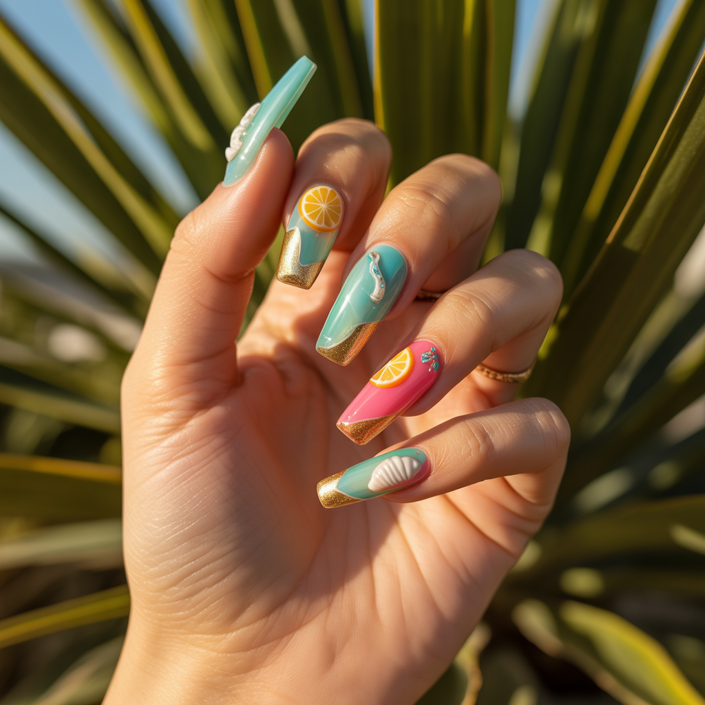 summer coffin nails