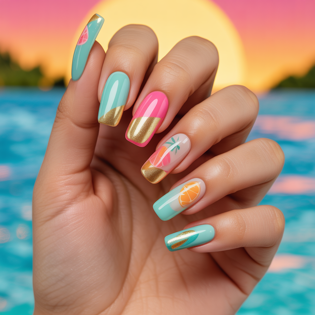 summer coffin nails