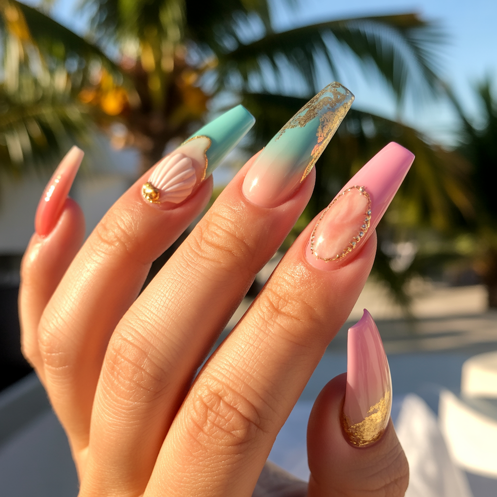 summer coffin nails