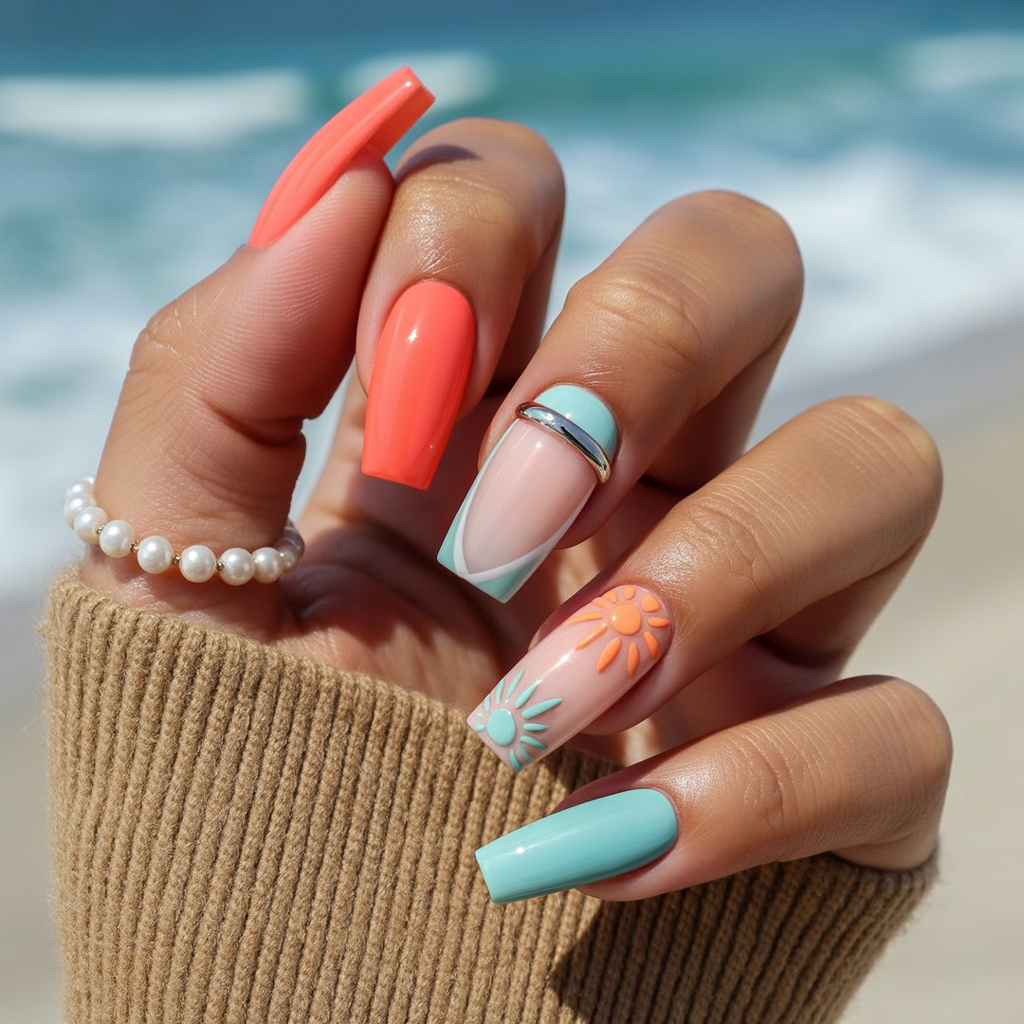 summer coffin nails