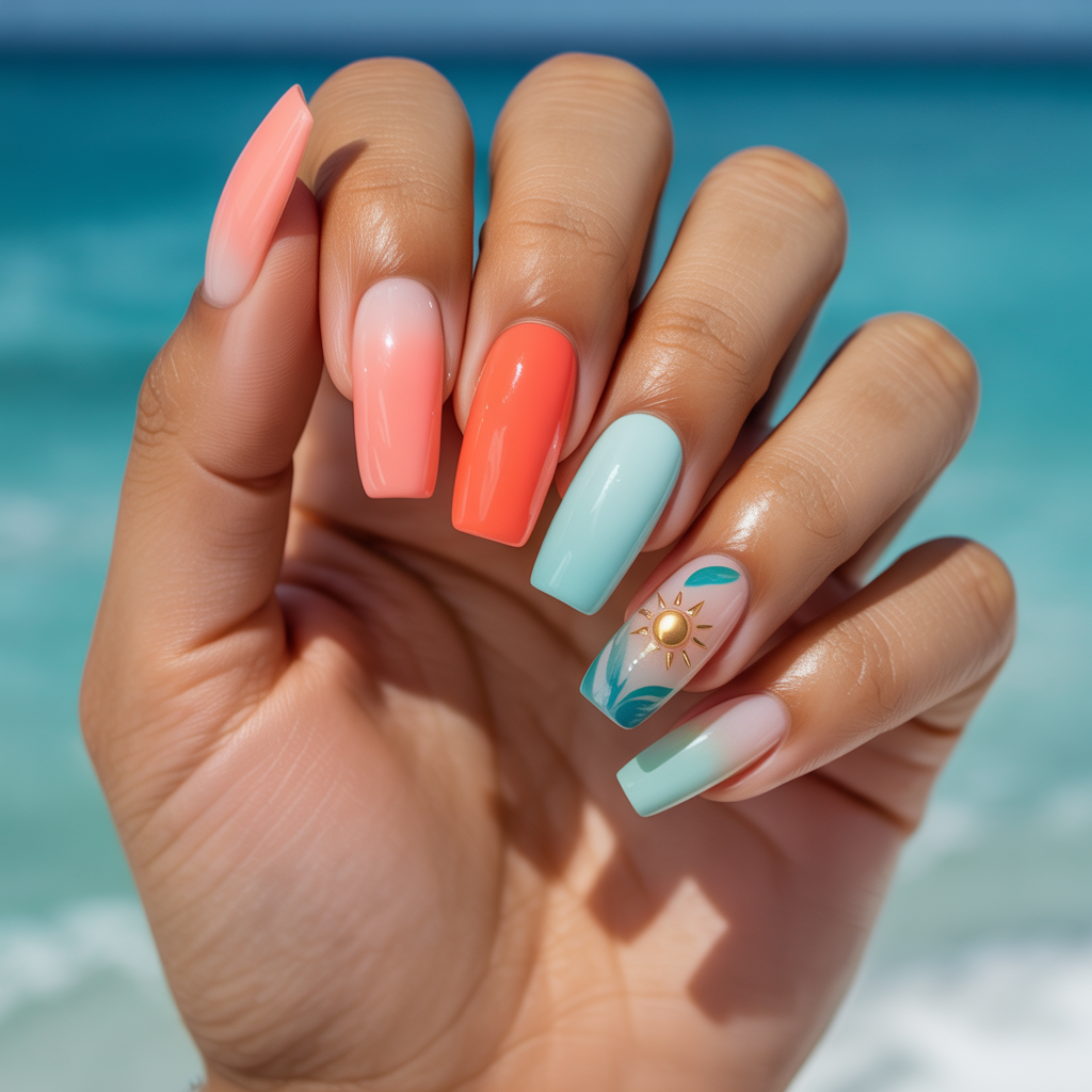 summer coffin nails