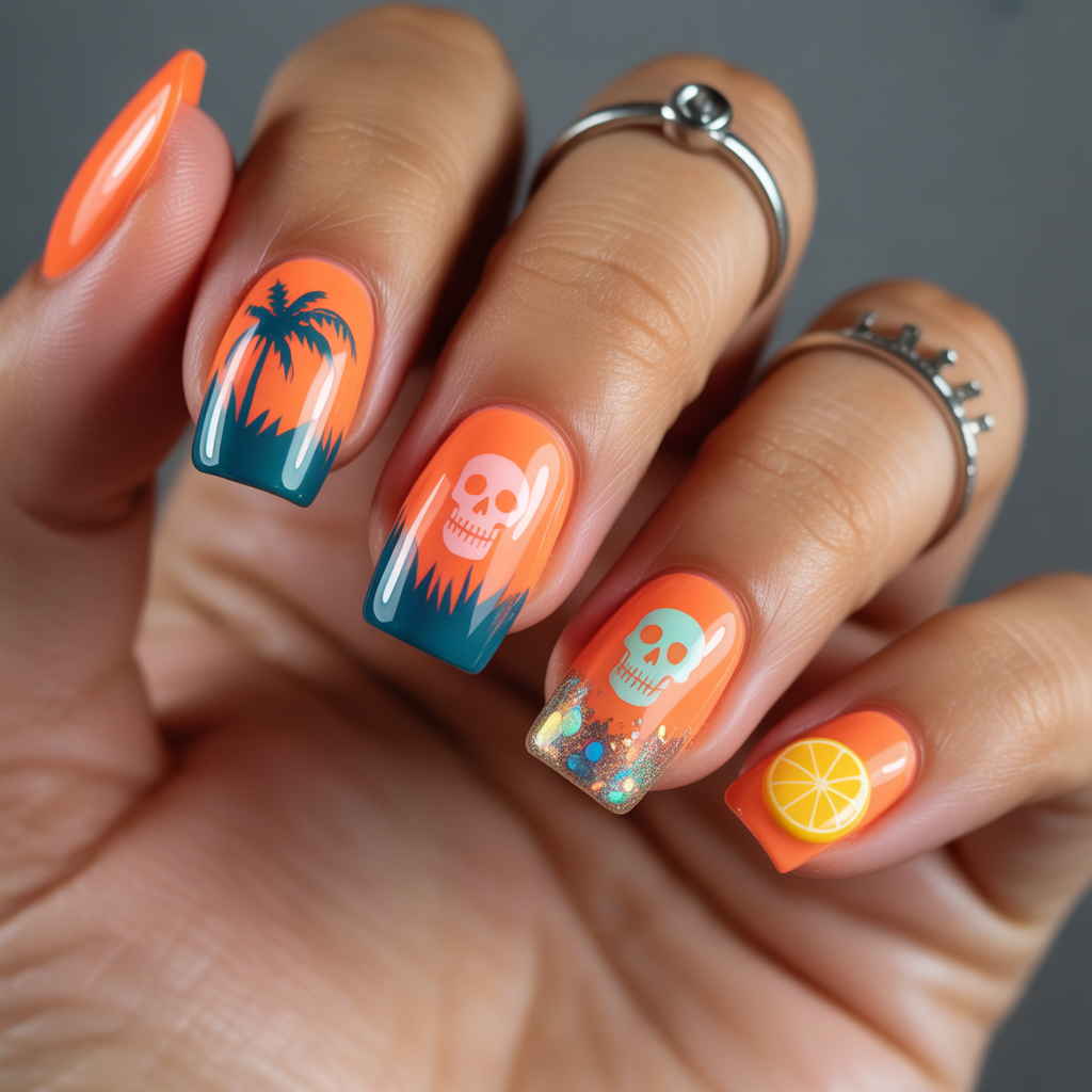 summer halloween nails