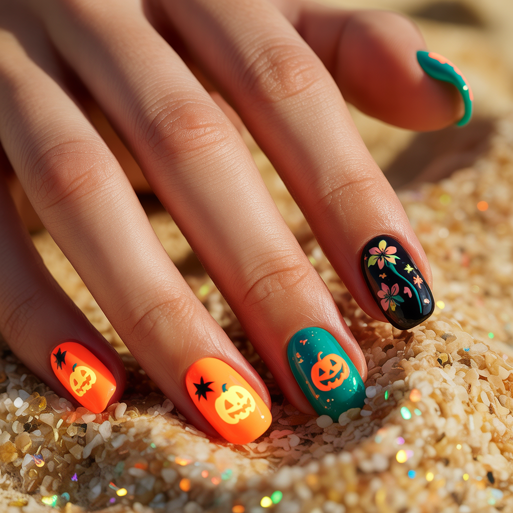 summer halloween nails