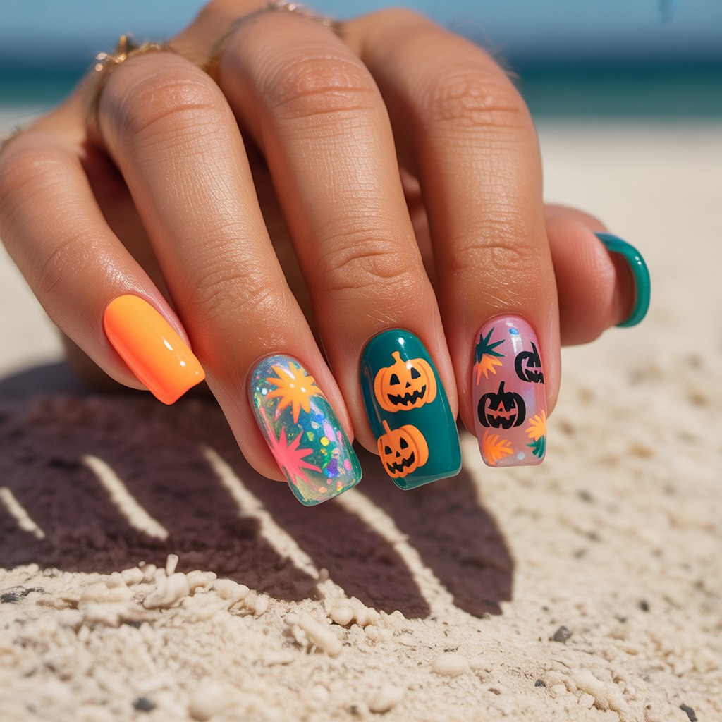 summer halloween nails