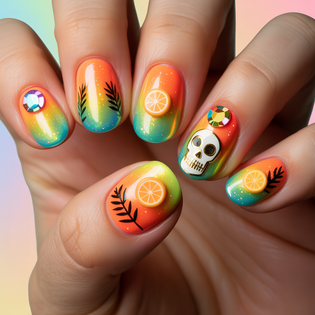 summer halloween nails